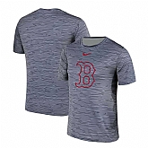 Boston Red Sox Gray Black Striped Logo Performance T-Shirt,baseball caps,new era cap wholesale,wholesale hats